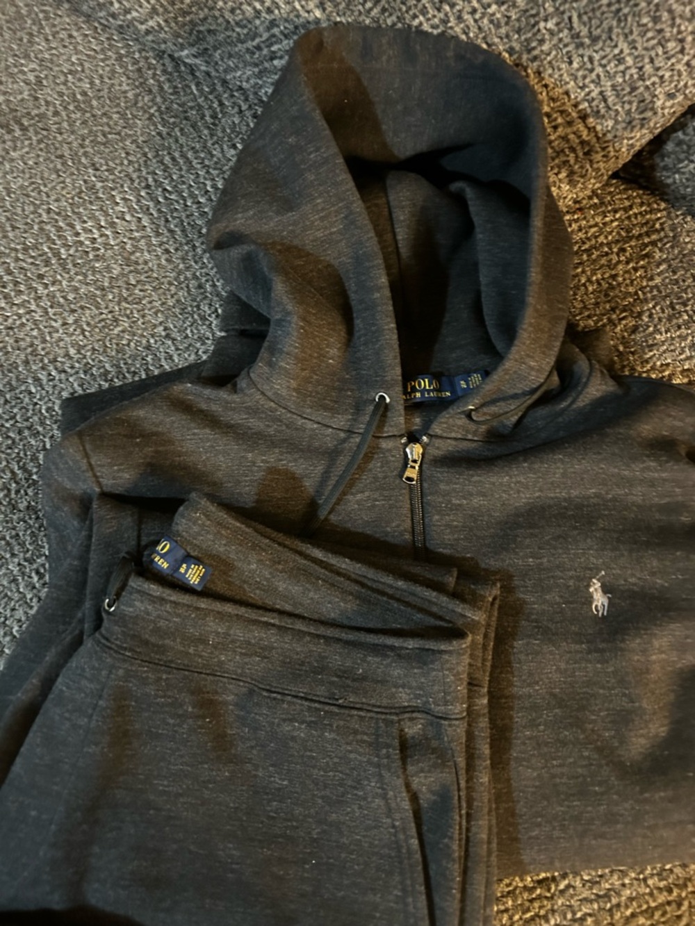 Polo by Ralph Lauren Dark Gray Zip Hoodie & Joggers Set